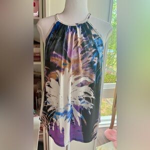 Trina Turk EUC Ferran palm tree halter top Size L